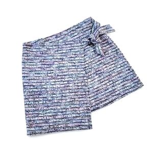 LOFT Multi Color Textured Faux Wrap Skirt Size Medium Petite